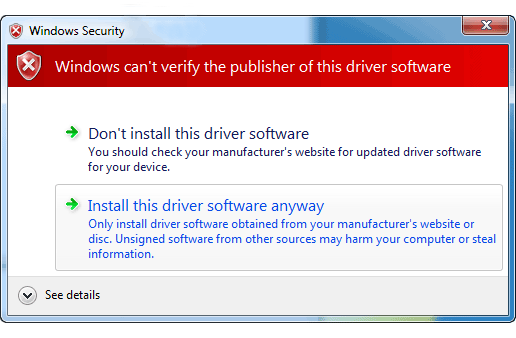 update for windows 7 driver signature